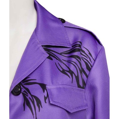 Japanese Bosozoku Kimono Purple Coat Pants Suit Cosplay Costume Halloween Carnival Outfit