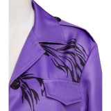 Japanese Bosozoku Kimono Purple Coat Pants Suit Cosplay Costume Halloween Carnival Outfit