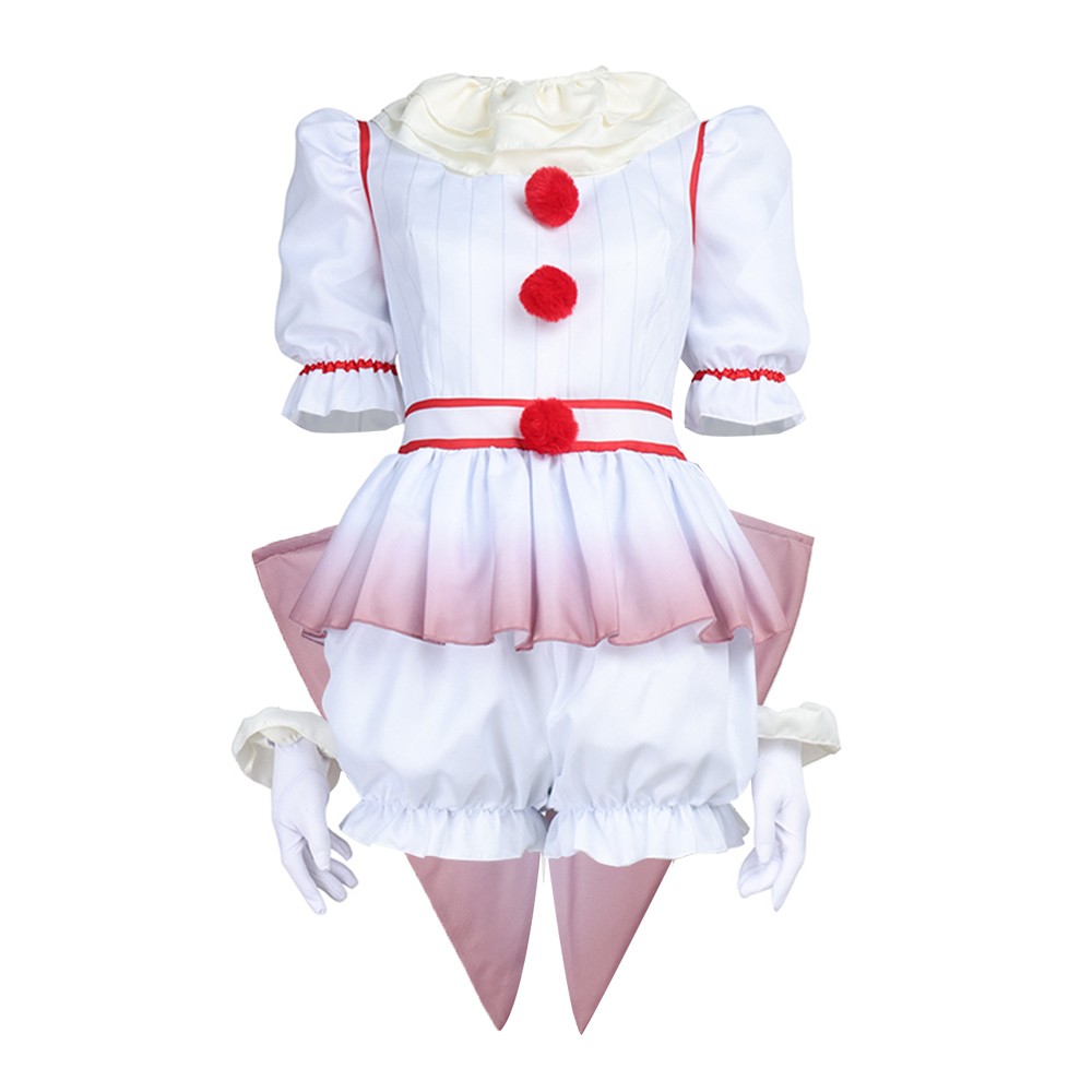 IT Pennywise Unisex White Cosplay Costume Halloween Carnival Outfit