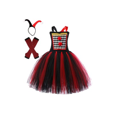 IT Pennywise Kids Girls Red Tutu Dress Suit Cosplay Costume Halloween Carnival Outfit