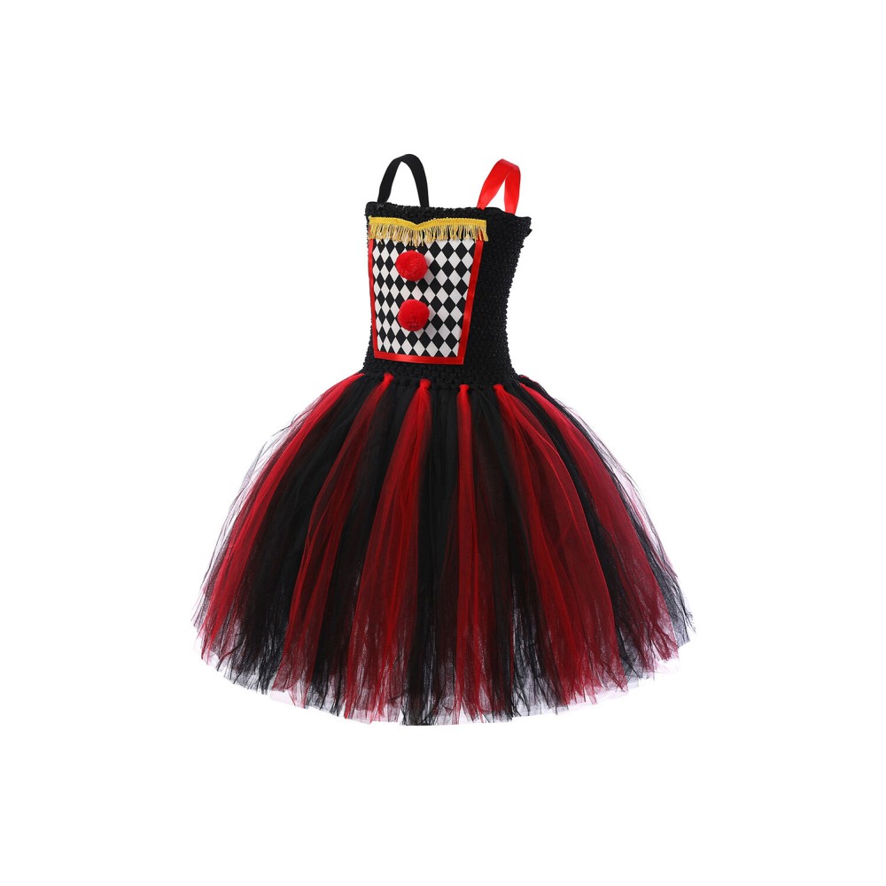 IT Pennywise Kids Girls Red Tutu Dress Suit Cosplay Costume Halloween Carnival Outfit