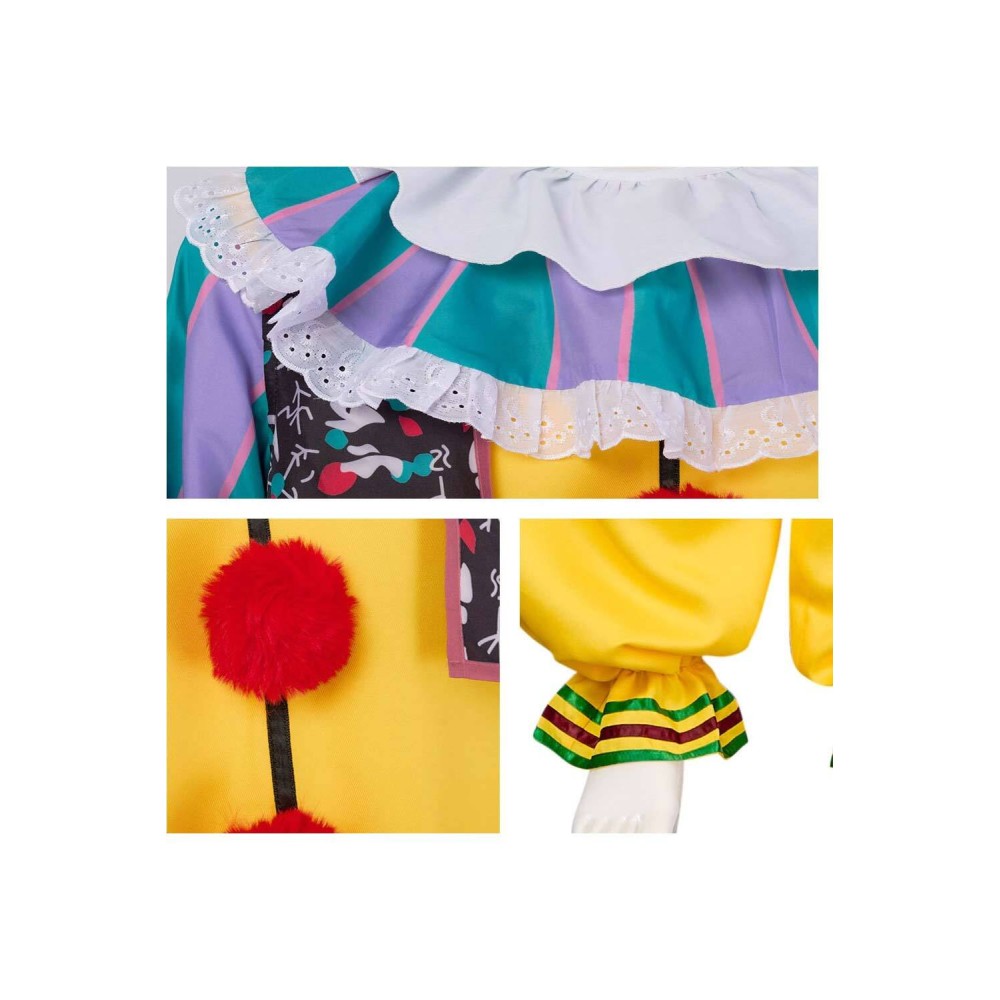 It Pennywise 1990 Retro Yellow Jumpsuit Suit Cosplay Costume Halloween Carnival Outfit