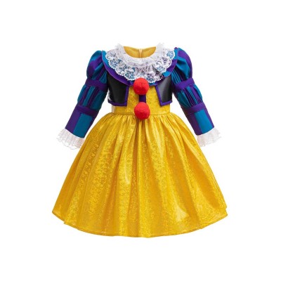 IT 1990 Pennywise Kids Little Girls Dress Suit Cosplay Costume Halloween Carnival Outfit