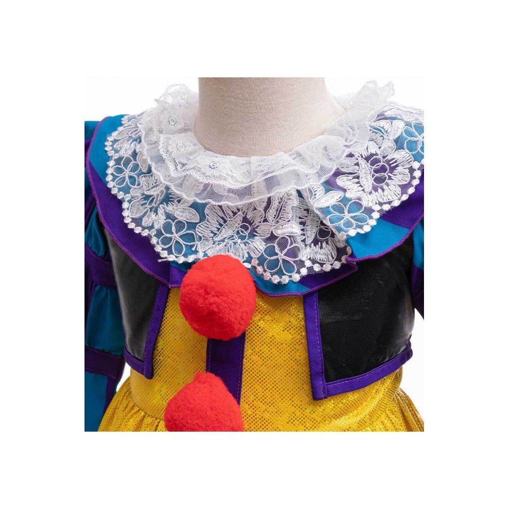 IT 1990 Pennywise Kids Little Girls Dress Suit Cosplay Costume Halloween Carnival Outfit