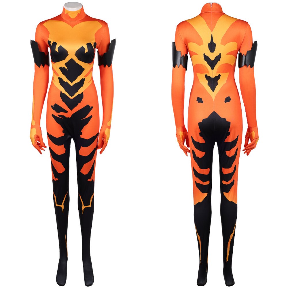 Invincible Season 4 Volcanikka Women Orange Jumpsuit Cosplay Costume Halloween Carnival Outfit