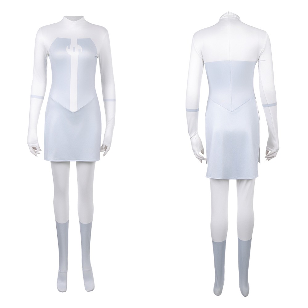 Invincible Viltrumite Women White Jumpsuit Cosplay Costume Halloween Carnival