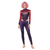 Invincible Telia Women Purple and Red Jumpsuit Cosplay Costume Halloween Carnival