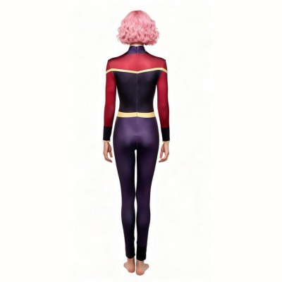 Invincible Telia Women Purple and Red Jumpsuit Cosplay Costume Halloween Carnival