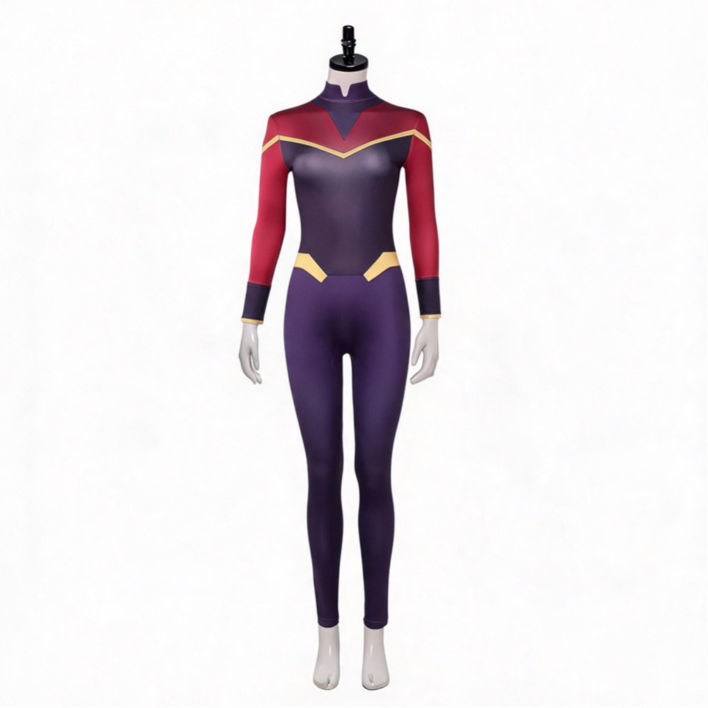 Invincible Telia Women Purple and Red Jumpsuit Cosplay Costume Halloween Carnival
