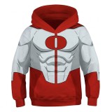Invincible Omni-Man Kids Children Red Hoodie 3D Printed Hooded Casual Sweatshirt Cosplay Costume Halloween Carnival