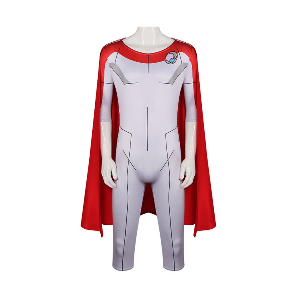 Invincible Oliver Grayson White Jumpsuit with Cloak Cosplay Costume Halloween Carnival Outfit