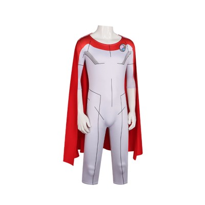Invincible Oliver Grayson White Jumpsuit with Cloak Cosplay Costume Halloween Carnival Outfit