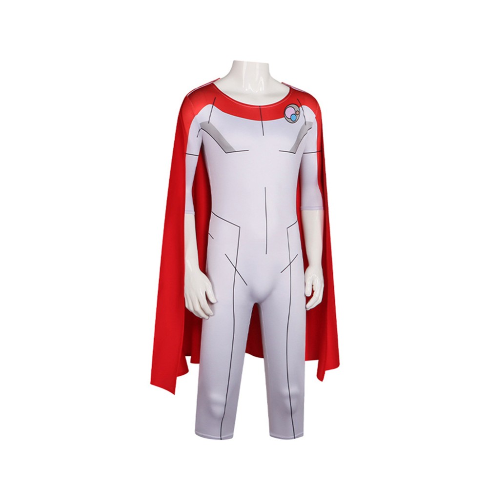 Invincible Oliver Grayson White Jumpsuit with Cloak Cosplay Costume Halloween Carnival Outfit