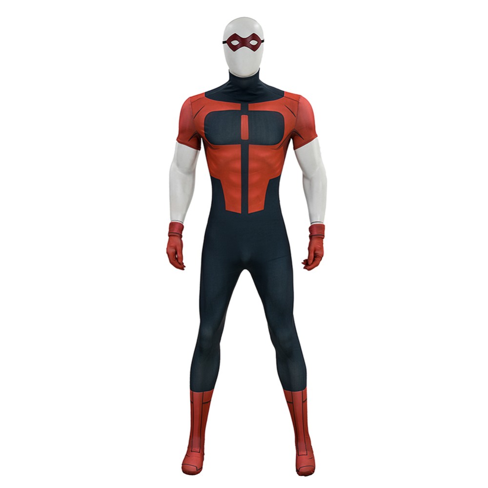 Invincible Oliver Grayson Red and Black Bodysuit Jumpsuit Cosplay Costume Halloween Carnival