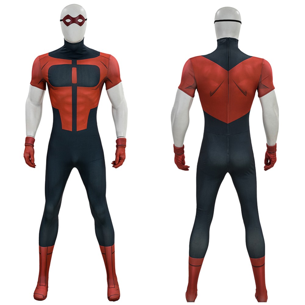 Invincible Oliver Grayson Red and Black Bodysuit Jumpsuit Cosplay Costume Halloween Carnival