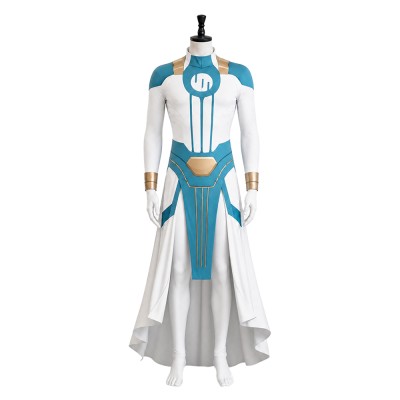 Invincible Mark Grayson Blue and White Jumpsuit Cosplay Costume Halloween Carnival Outfit