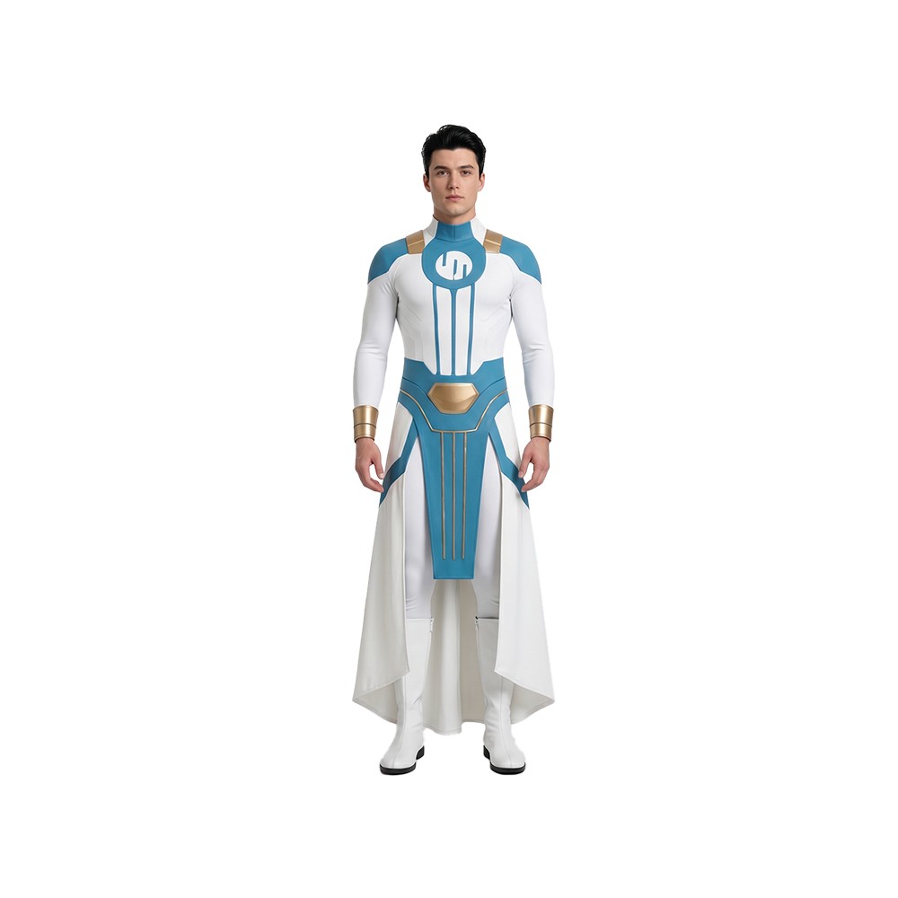 Invincible Mark Grayson Blue and White Jumpsuit Cosplay Costume Halloween Carnival Outfit