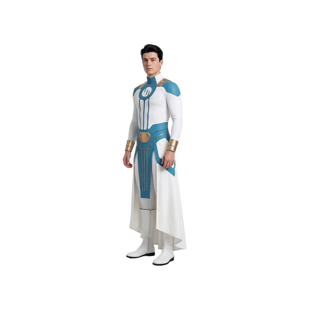 Invincible Mark Grayson Blue and White Jumpsuit Cosplay Costume Halloween Carnival Outfit