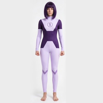 Invincible Dupli-Kate Women Purple Jumpsuit Cosplay Costume Halloween Carnival Outfit