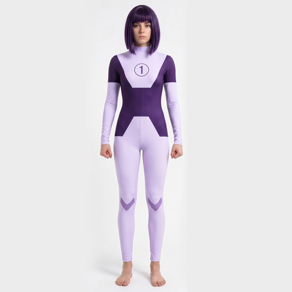 Invincible Dupli-Kate Women Purple Jumpsuit Cosplay Costume Halloween Carnival Outfit