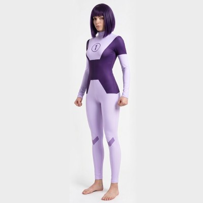 Invincible Dupli-Kate Women Purple Jumpsuit Cosplay Costume Halloween Carnival Outfit
