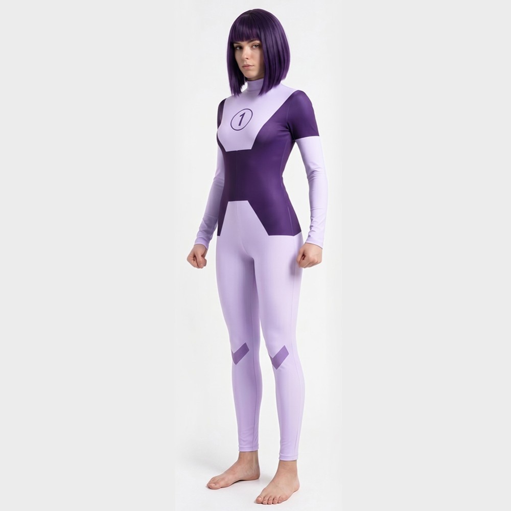 Invincible Dupli-Kate Women Purple Jumpsuit Cosplay Costume Halloween Carnival Outfit