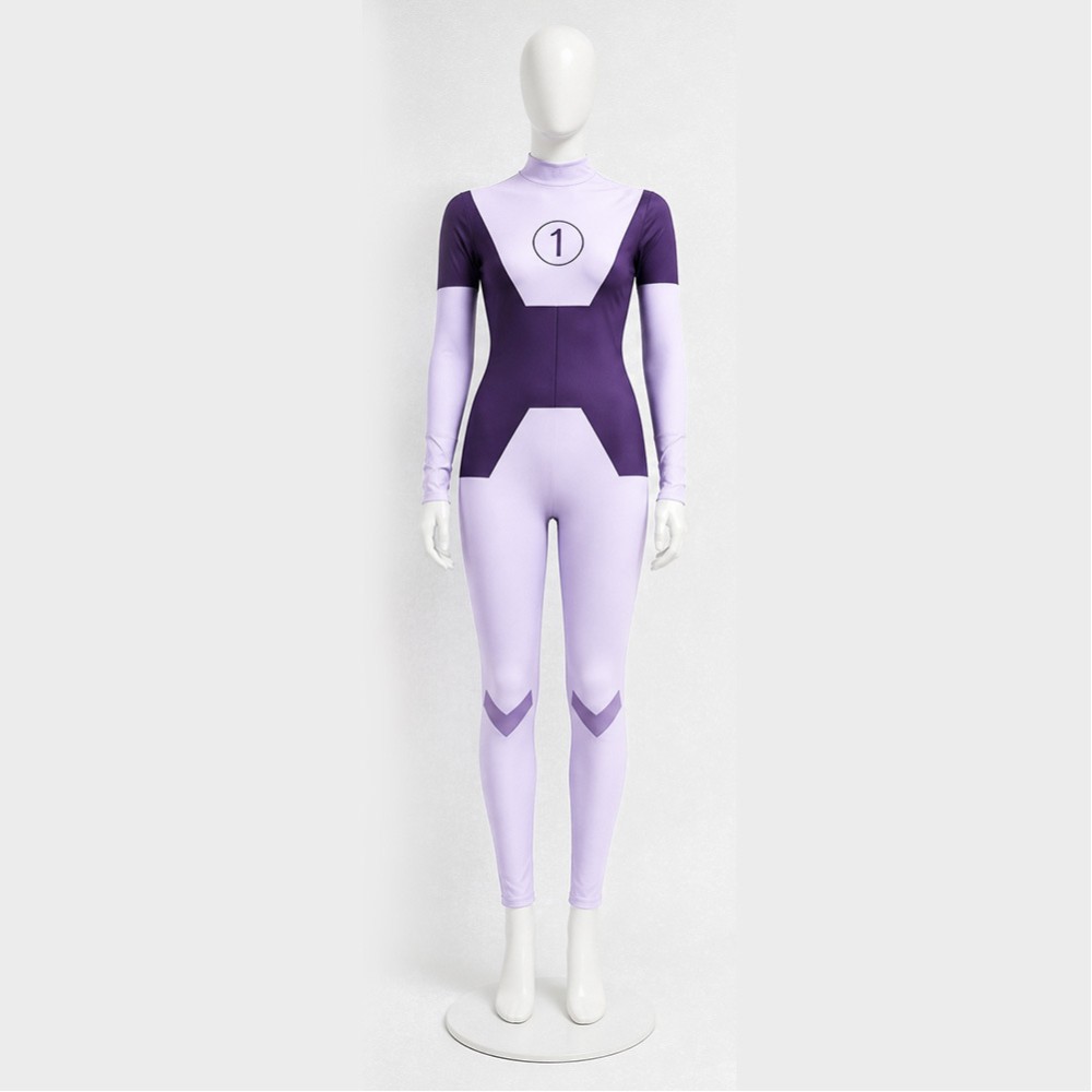 Invincible Dupli-Kate Women Purple Jumpsuit Cosplay Costume Halloween Carnival Outfit