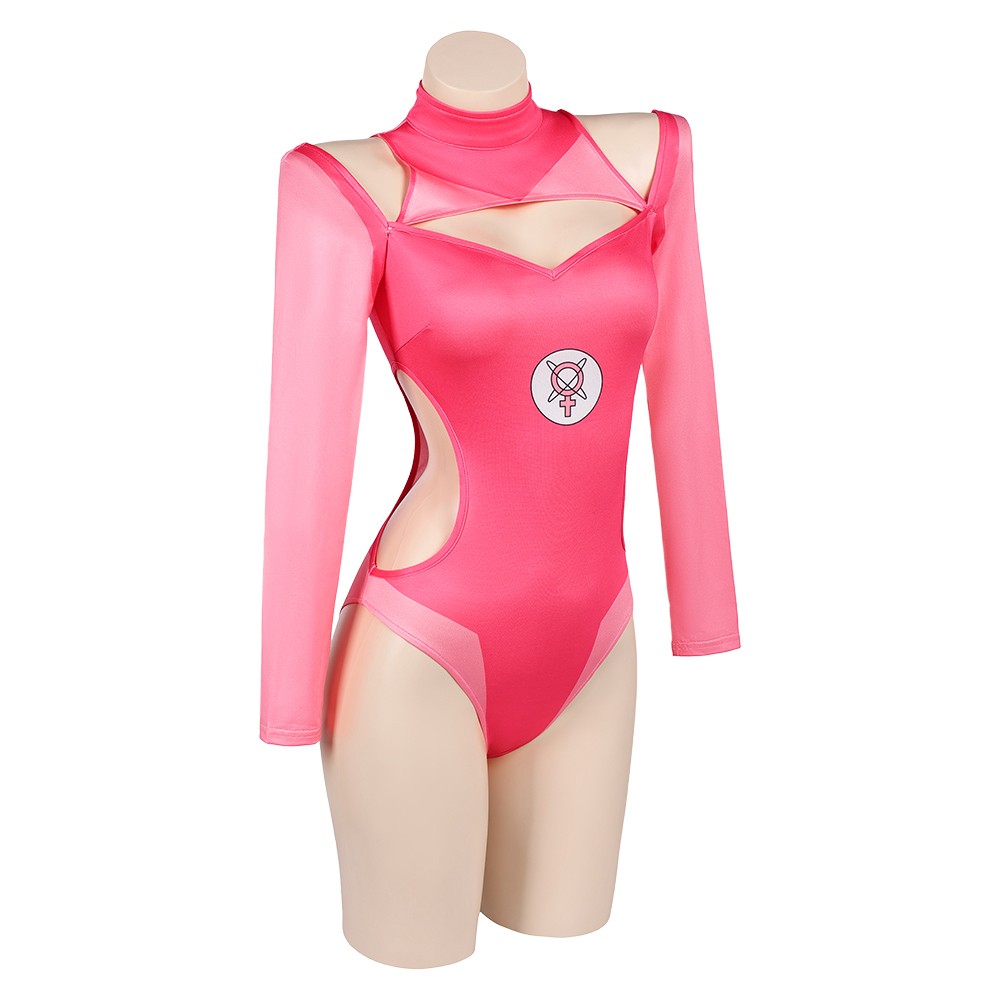 Invincible Season 4 Atom Eve Woman Pink Swimsuit with Sleeve Cosplay Costume Halloween Carnival Outfit