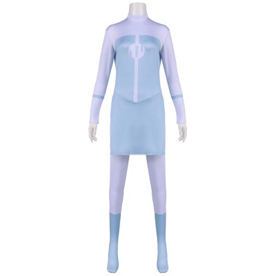 Invincible Anissa Women Blue Jumpsuit Cosplay Costume Halloween Carnival Outfit