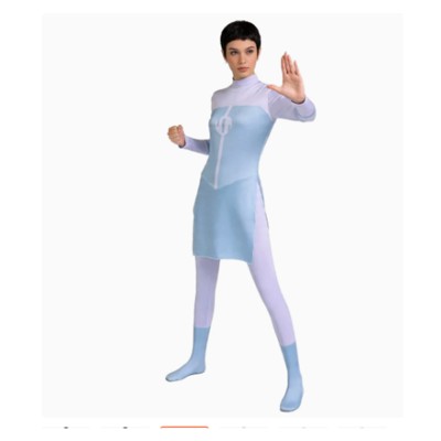 Invincible Anissa Women Blue Jumpsuit Cosplay Costume Halloween Carnival Outfit