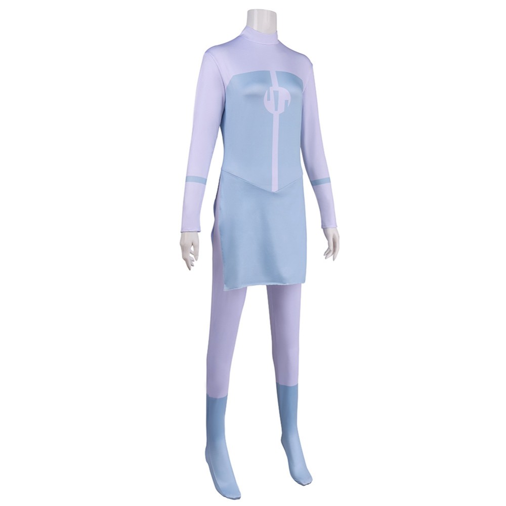 Invincible Anissa Women Blue Jumpsuit Cosplay Costume Halloween Carnival Outfit