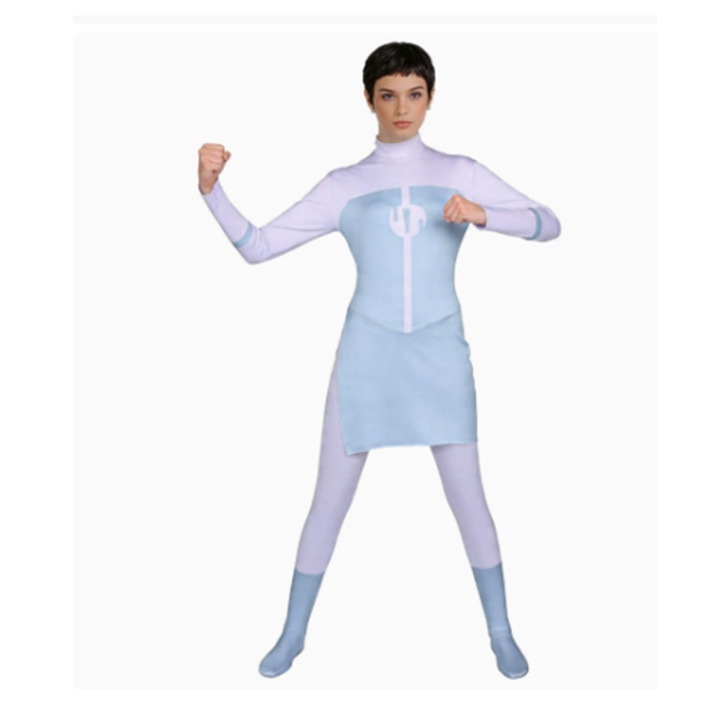 Invincible Anissa Women Blue Jumpsuit Cosplay Costume Halloween Carnival Outfit