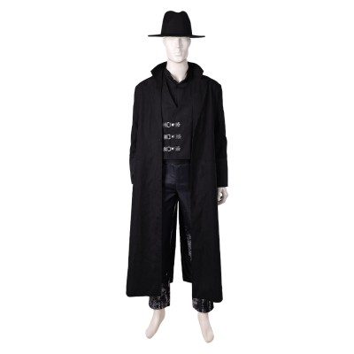 In the Lost Lands (2025) Boyce Men Black Overcoat Cosplay Costume Halloween Carnival Outfit