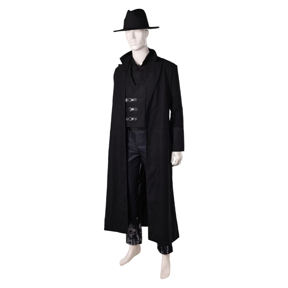 In the Lost Lands (2025) Boyce Men Black Overcoat Cosplay Costume Halloween Carnival Outfit