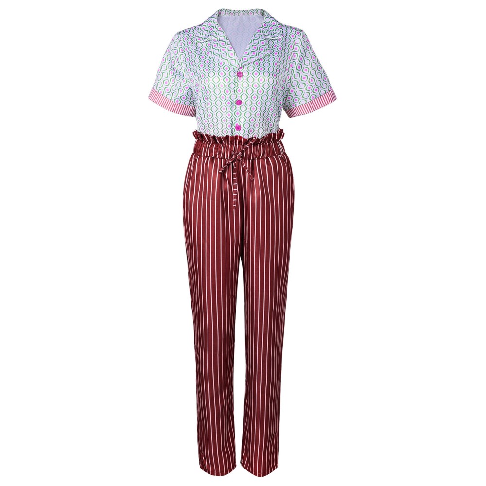 IF 2024 Bea Adult Printed Top Pants Set Suit Cosplay Costume Halloween Carnival Outfit
