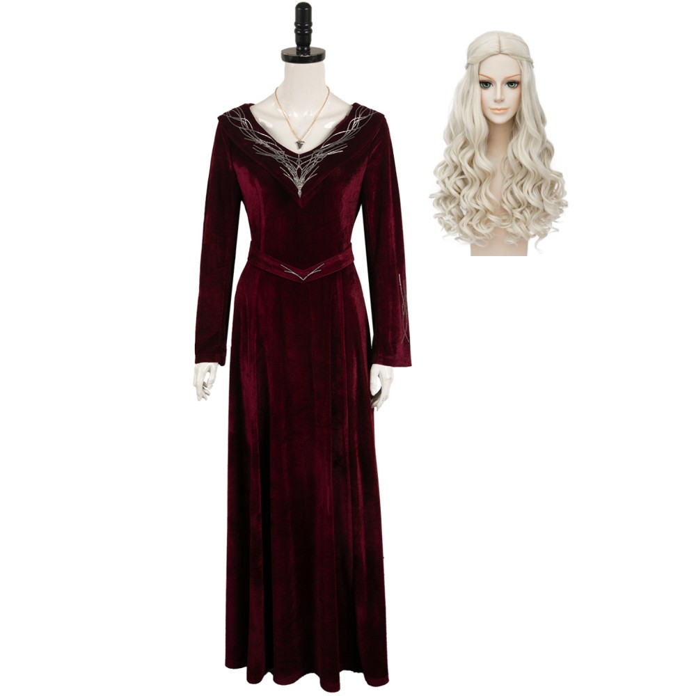 House of the Dragon Rhaenyra Targaryen Women Red Velvet Dress Medieval Suit Cosplay Costume Halloween Carnival Outfit