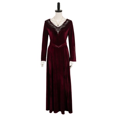House of the Dragon Rhaenyra Targaryen Women Red Velvet Dress Medieval Suit Cosplay Costume Halloween Carnival Outfit