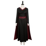 House of the Dragon Princess Rhaenys Targaryen Women Black Dress With Cloak Suit Cosplay Costume Halloween Carnival Outfit