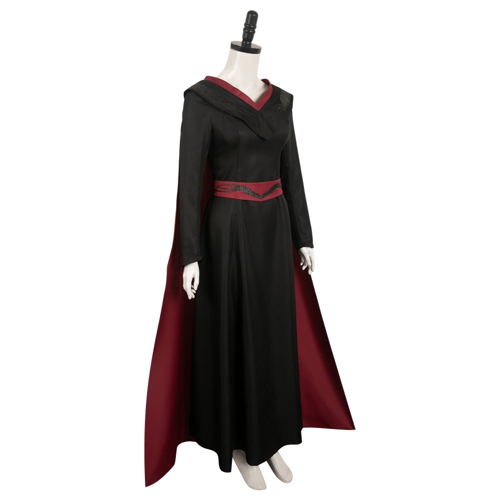 House of the Dragon Princess Rhaenys Targaryen Women Black Dress With Cloak Suit Cosplay Costume Halloween Carnival Outfit
