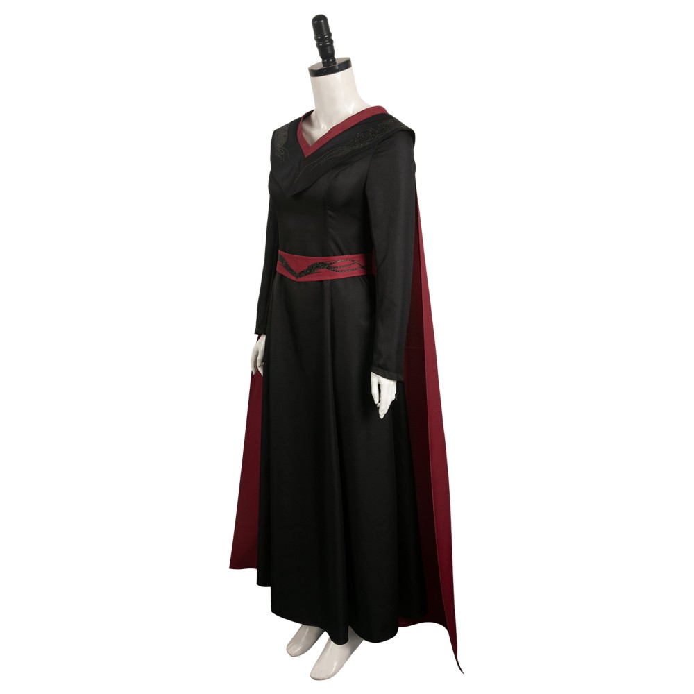 House of the Dragon Princess Rhaenys Targaryen Women Black Dress With Cloak Suit Cosplay Costume Halloween Carnival Outfit