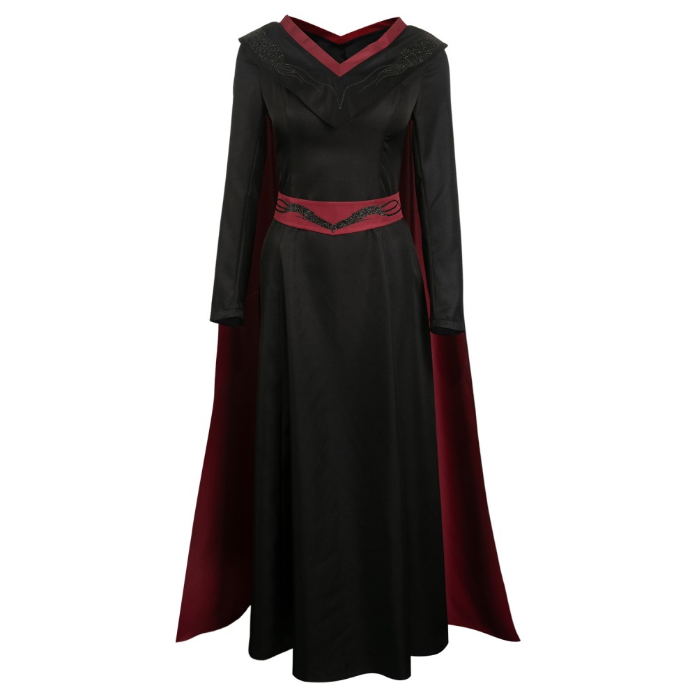 House of the Dragon Princess Rhaenys Targaryen Women Black Dress With Cloak Suit Cosplay Costume Halloween Carnival Outfit