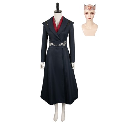 House of the Dragon Princess Rhaenys Targaryen Black Dark Stripe Set Suit Cosplay Costume Halloween Carnival Outfit