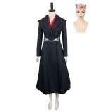 House of the Dragon Princess Rhaenys Targaryen Black Dark Stripe Set Suit Cosplay Costume Halloween Carnival Outfit