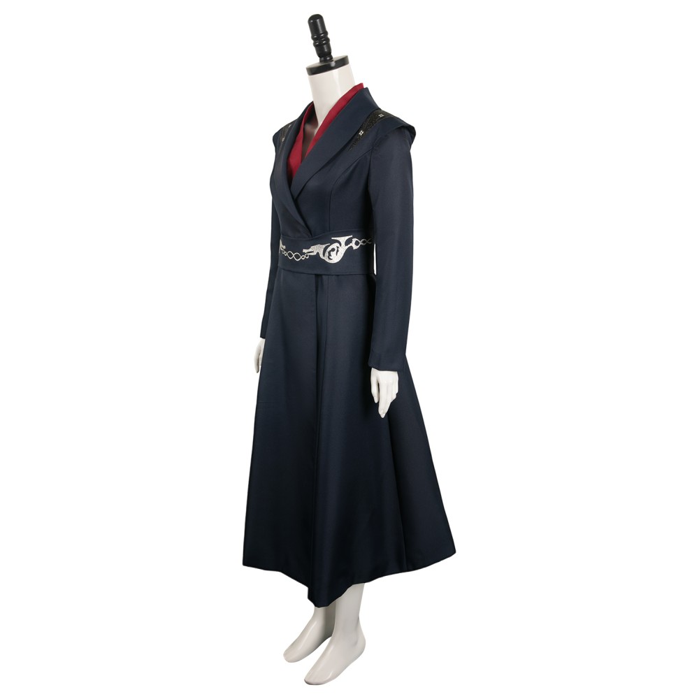 House of the Dragon Princess Rhaenys Targaryen Black Dark Stripe Set Suit Cosplay Costume Halloween Carnival Outfit