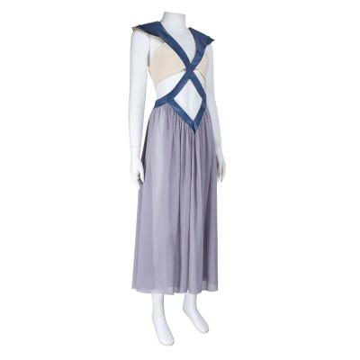 House of the Dragon Daenerys Targaryen Women Gray Dress Cosplay Costume Halloween Carnival Outfit
