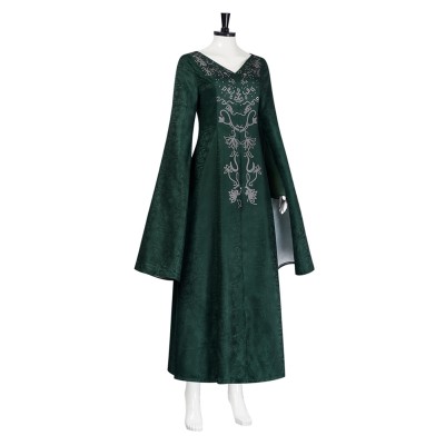 House of the Dragon Alicent Hightower Women Green Dress Cosplay Costume Halloween Carnival Outfit
