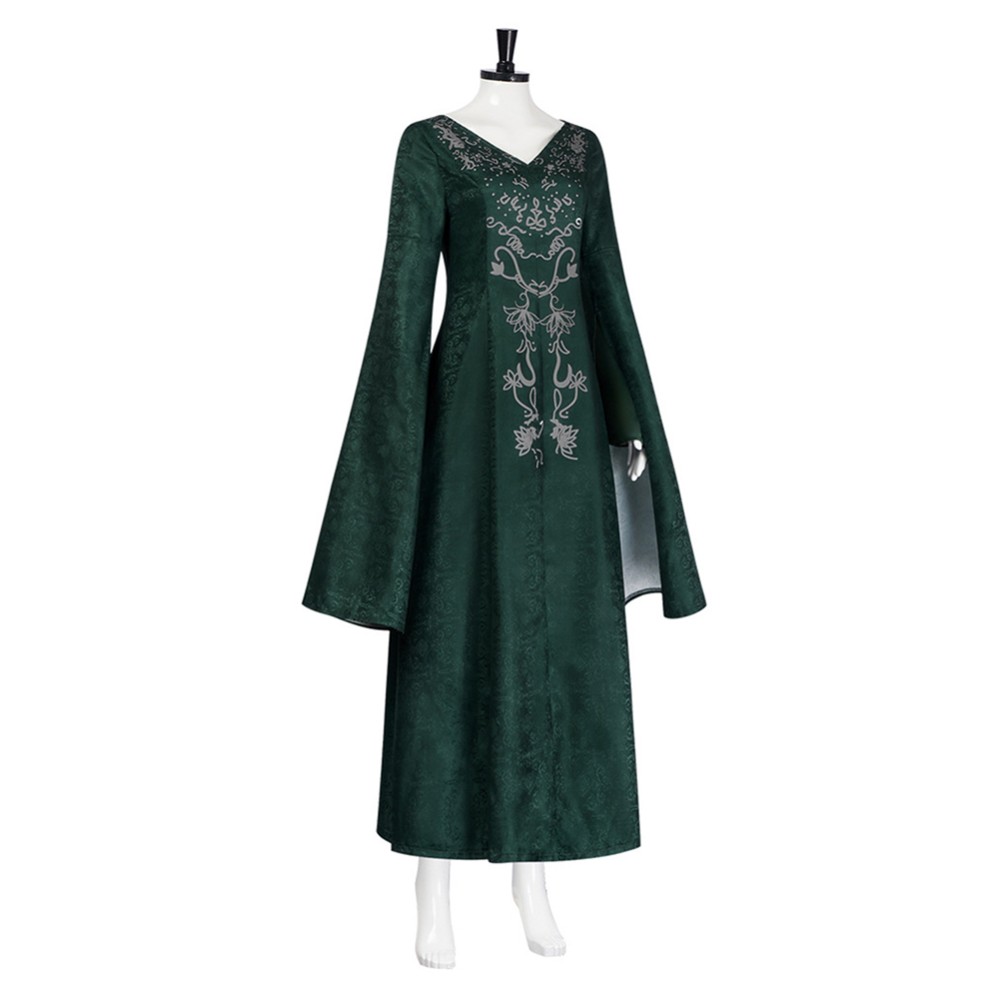 House of the Dragon Alicent Hightower Women Green Dress Cosplay Costume Halloween Carnival Outfit