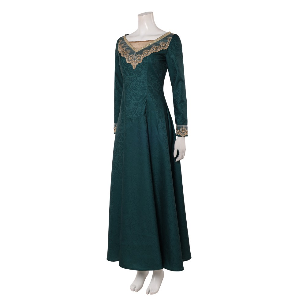 House of the Dragon Alicent Hightower Women Green Dress Cosplay Costume Halloween Carnival