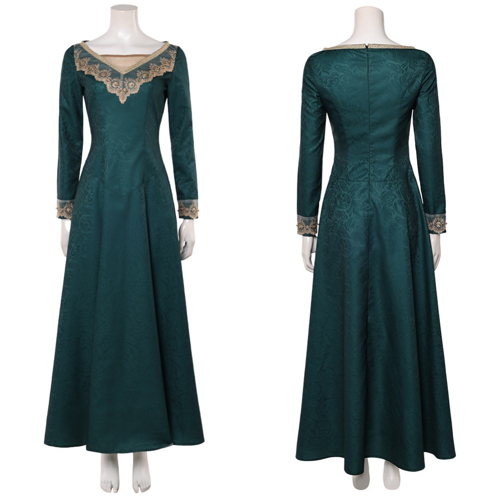 House of the Dragon Alicent Hightower Women Green Dress Cosplay Costume Halloween Carnival