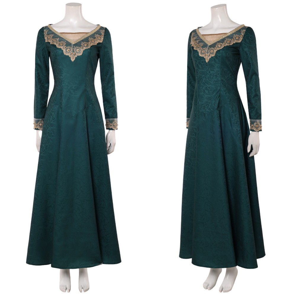 House of the Dragon Alicent Hightower Women Green Dress Cosplay Costume Halloween Carnival